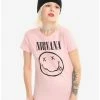 Budget 🛒 Nirvana Pink Smile 👧 Girls T-Shirt 🤩 -Cheap Music Tees Store 11252003 hi