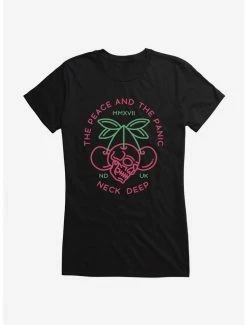 Budget ⌛ Neck Deep The Peace And The Panic Cherry Skull 👧 Girls T-Shirt ✨ -Cheap Music Tees Store 15157287 hi