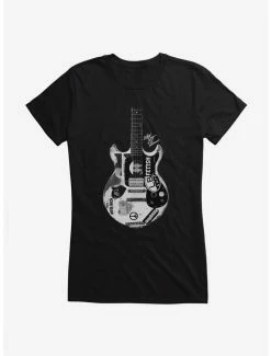 Discount 🤩 Joan Jett Black And White Guitar Logo 👧 Girls T-Shirt 😉 -Cheap Music Tees Store 15324864 hi