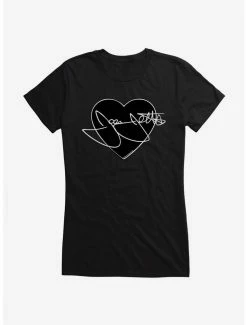 Best deal ✨ Joan Jett White Script Autograph In Heart 👧 Girls T-Shirt ⌛ -Cheap Music Tees Store 15325382 hi