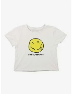 Best Pirce 🤩 Nirvana So Happy 👧 Girls Crop T-Shirt 🌟