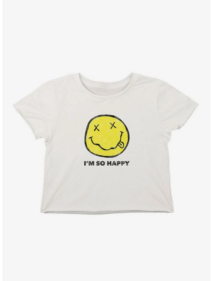 Best Pirce ๐คฉ Nirvana So Happy ๐ง Girls Crop T-Shirt ๐ 3 Best Pirce ๐คฉ Nirvana So Happy ๐ง Girls Crop T-Shirt ๐
