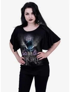 Deals 🎉 DC Comics Batman I Am The Night Boat Neck Bat Sleeve Top 👏 -Cheap Music Tees Store 17504072 av1