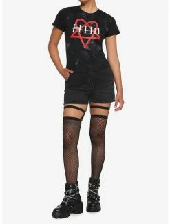 Hot Sale 😀 HIM Black Wash Heartagram 👧 Girls Baby T-Shirt 🤩 -Cheap Music Tees Store 17548526 av1