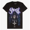 Discount 🌟 Ghost Stained Glass Papa Emeritus IV Boyfriend Fit 👧 Girls T-Shirt 🌟 -Cheap Music Tees Store 17787595 hi