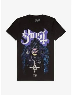 Discount 🌟 Ghost Stained Glass Papa Emeritus IV Boyfriend Fit 👧 Girls T-Shirt 🌟