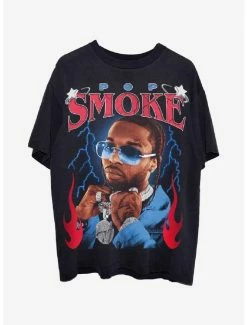 Hot Sale ❤️ Pop Smoke Flames Portrait T-Shirt 💯