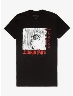 Outlet 🔥 Linkin Park Manga Face Boyfriend Fit 👧 Girls T-Shirt 🎁