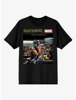 Outlet 💯 Marvel Iron Maiden Deadpool Stranger In A Strange Land T-Shirt 🌟
