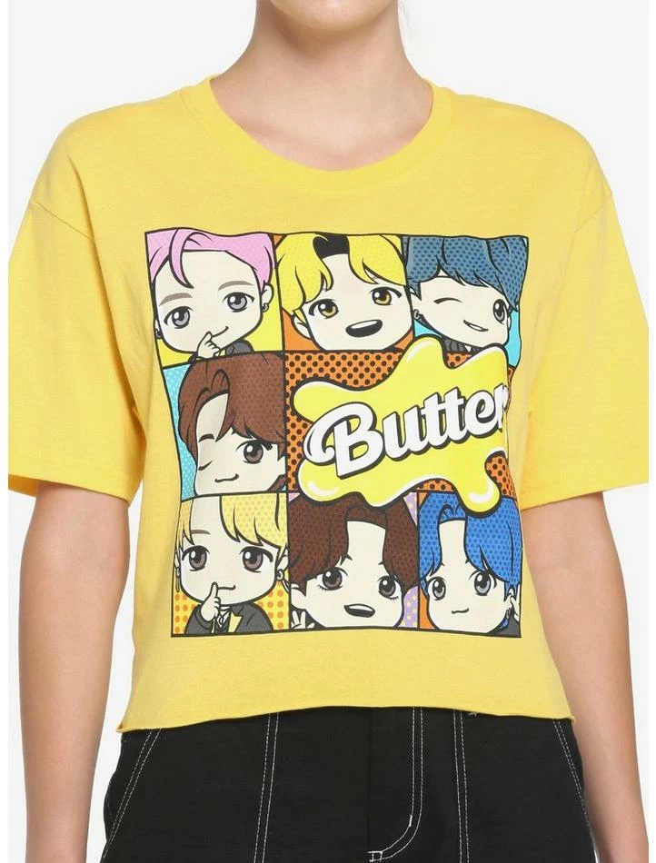 Brand new ๐ TinyTAN Butter Grid ๐ง Girls Crop T-Shirt Inspired By BTS ๐งจ 3 Brand new ๐ TinyTAN Butter Grid ๐ง Girls Crop T-Shirt Inspired By BTS ๐งจ