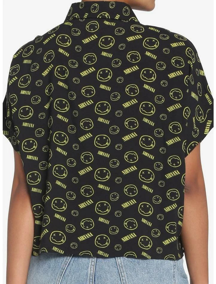 Outlet ๐ Nirvana Logo Boxy ๐ง Girls Crop Woven Button-Up ๐ 5 Outlet ๐ Nirvana Logo Boxy ๐ง Girls Crop Woven Button-Up ๐ - Image 3