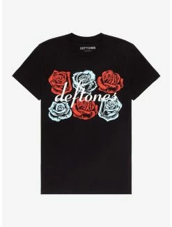 New 🤩 Deftones Red & Blue Roses Boyfriend Fit 👧 Girls T-Shirt 🌟