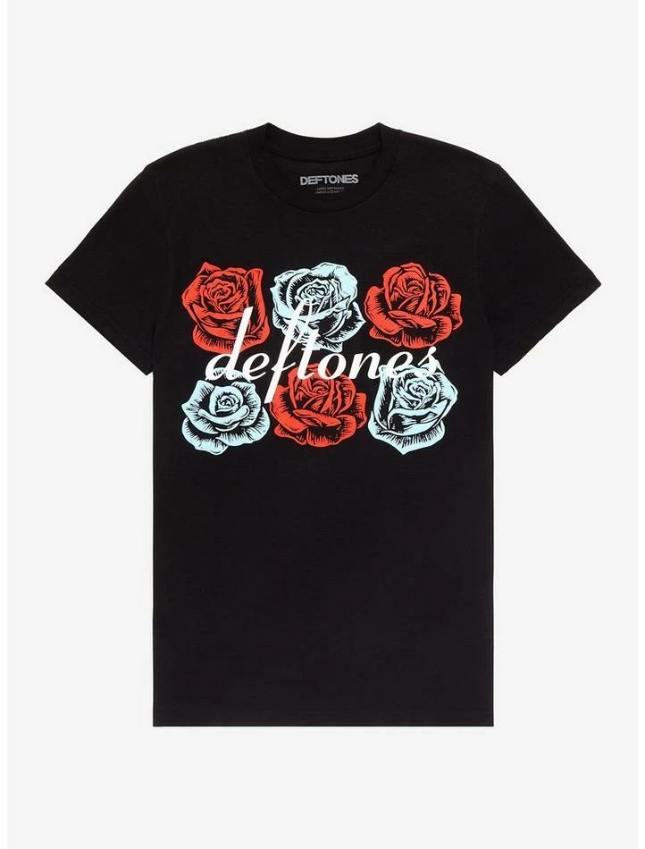 New 🤩 Deftones Red & Blue Roses Boyfriend Fit 👧 Girls T-Shirt 🌟 3 New 🤩 Deftones Red & Blue Roses Boyfriend Fit 👧 Girls T-Shirt 🌟