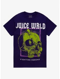 Buy 😀 Juice WRLD Fighting Demons Skull Boyfriend Fit 👧 Girls T-Shirt 🌟