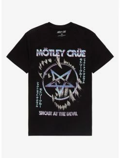 Promo 🔔 Motley Crue Shout At The Devil Kanji Boyfriend Fit 👧 Girls T-Shirt ✨