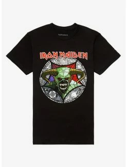 Deals 💯 Iron Maiden Legacy Of The Beast Stained Glass Boyfriend Fit 👧 Girls T-Shirt 🔔