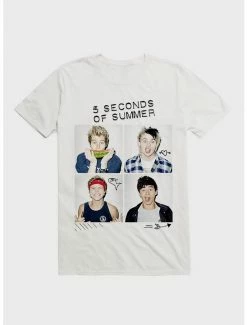 Top 10 💯 5 Seconds Of ☀️ Summer Group Squares Boyfriend Fit 👧 Girls T-Shirt 🥰