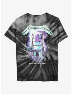 Flash Sale 🥰 Metallica Ride The Lightning Tie-Dye Boyfriend Fit 👧 Girls T-Shirt 😍