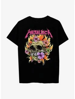 Best Sale ✨ Metallica Floral Skull Boyfriend Fit 👧 Girls T-Shirt 😍