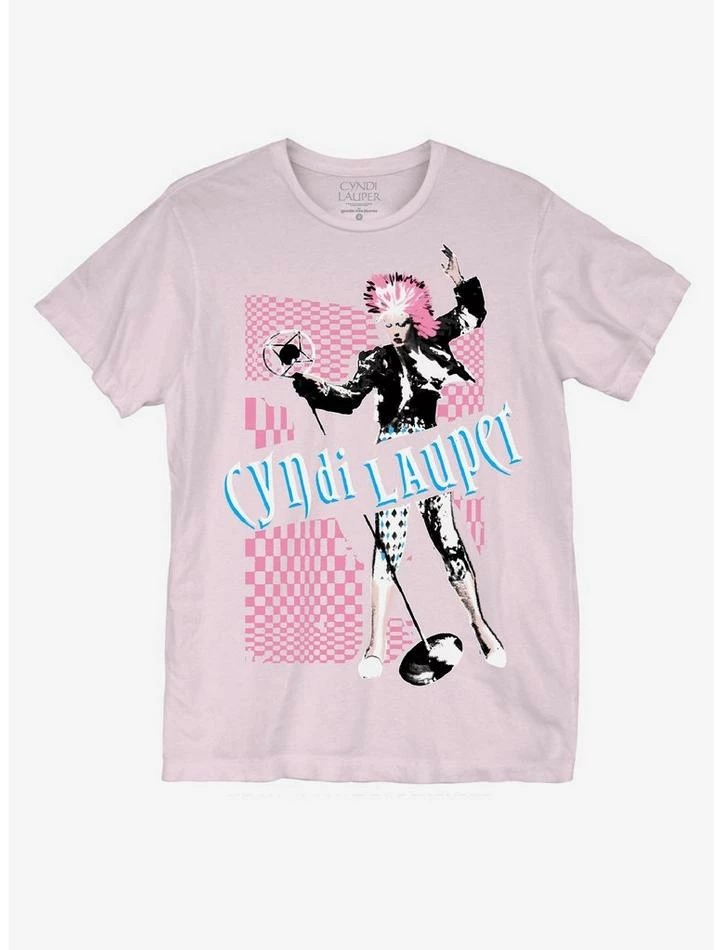 Hot Sale ๐ Cyndi Lauper Pink Checkered Boyfriend Fit ๐ง Girls T-Shirt โ 3 Hot Sale ๐ Cyndi Lauper Pink Checkered Boyfriend Fit ๐ง Girls T-Shirt โ