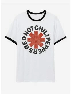 Best deal 🎁 Red Hot Chili Peppers Logo Boyfriend Fit 👧 Girls Ringer T-Shirt ✨