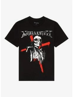 Best Pirce 🌟 Megadeth Vic Rattlehead Cross Boyfriend Fit 👧 Girls T-Shirt 🤩
