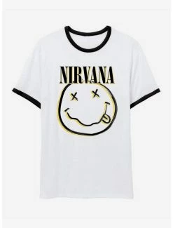 Outlet 👏 Nirvana Smile Face Ringer T-Shirt 👏