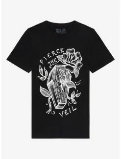 Coupon 🎁 Pierce The Veil Coffin & Roses Boyfriend Fit 👧 Girls T-Shirt 😍
