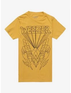 Best deal 👍 Weezer W Hands Boyfriend Fit 👧 Girls T-Shirt ❤️