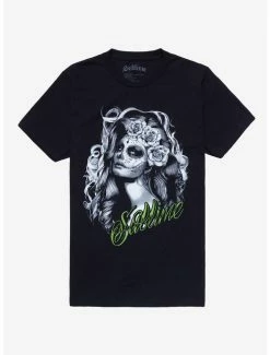Wholesale 😀 Sublime Dia De Los Muertos Portrait Boyfriend Fit 👧 Girls T-Shirt ✨