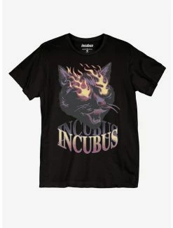 Budget 💯 Incubus Cat With Fire Eyes Boyfriend Fit 👧 Girls T-Shirt 😀