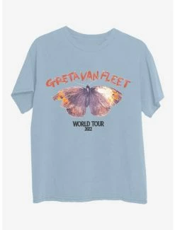 Best Pirce 😀 Greta Van Fleet Butterfly Boyfriend Fit 👧 Girls T-Shirt 🌟