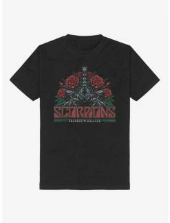 Discount ⭐ Scorpions Roses Boyfriend Fit 👧 Girls T-Shirt 🔔